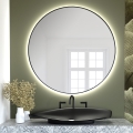 Baltica Design - Oglindă LED de baie BRIGHT cu iluminare integrată, montaj pe perete, 15W, 230V, 4500K, Ø 50 cm, IP65, neagră