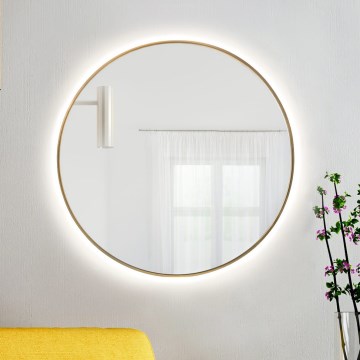 Baltica Design - Oglindă LED de perete pentru baie BRIGHT, 15 W, 230 V, 4500 K, Ø 70 cm, IP65, aurie