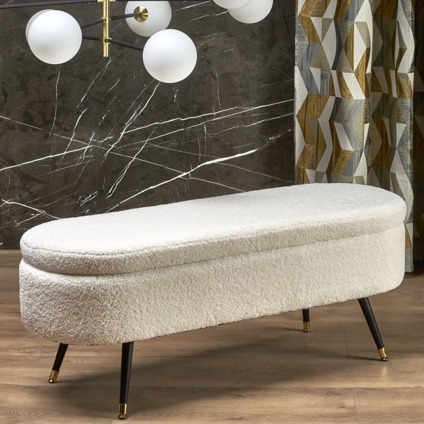 Bancă cu spațiu de depozitare AVEIRO 46x120 cm alb