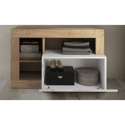 Bancă LENOR 91 x 209 cm, alb/maro