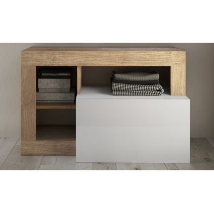 Bancă LENOR 91 x 209 cm, alb/maro