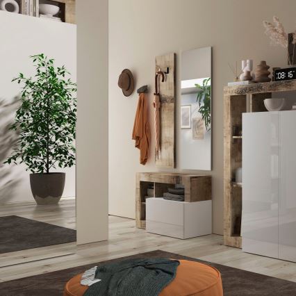 Bancă LENOR alb/maro