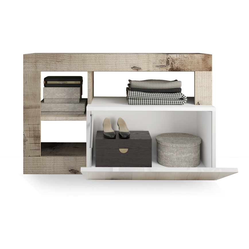 Bancă LENOR alb/maro