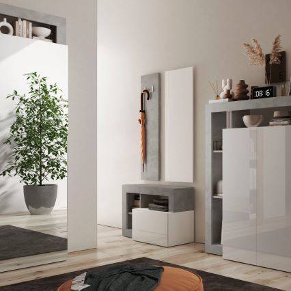 Bancă LENOR, beton, alb/gri