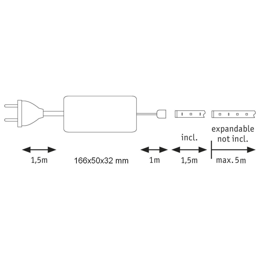 Bandă dimabilă pentru baie Paulmann 70672 LED/18W IP44 MAXLED 1,5m 2700K 230V