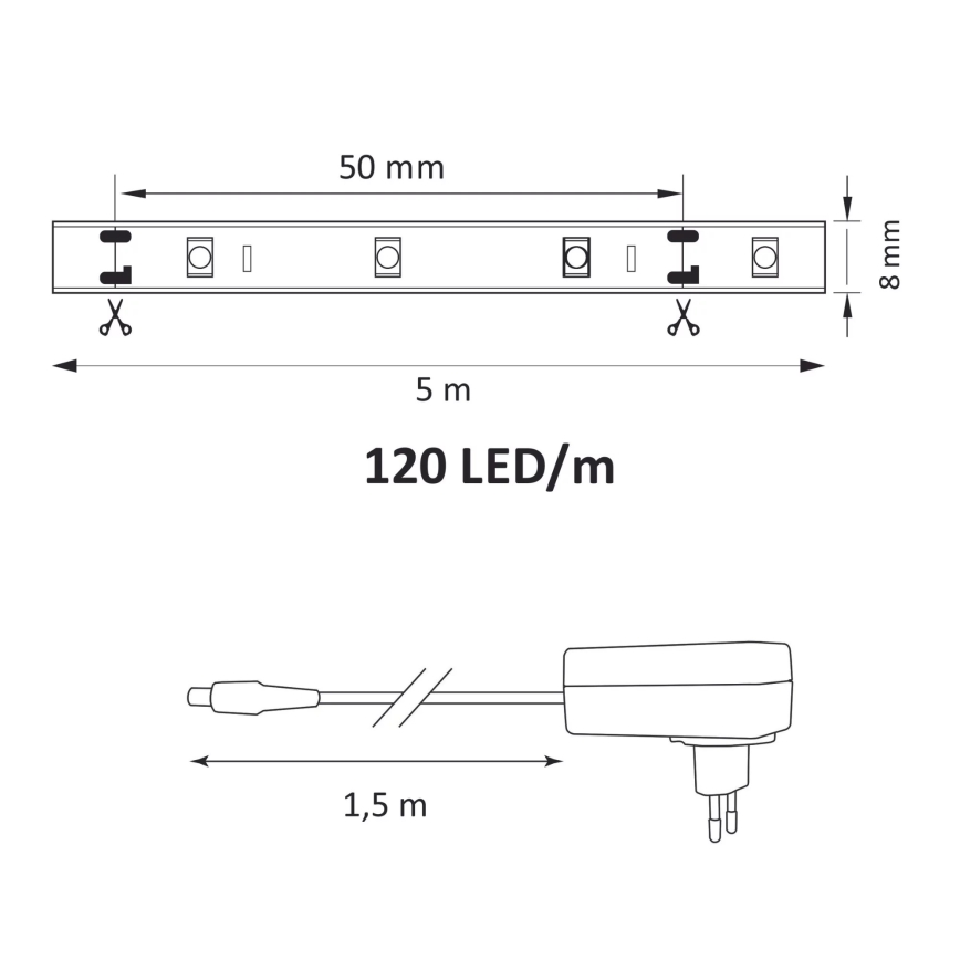 Banda LED 5m LED/36W/12V 4000K