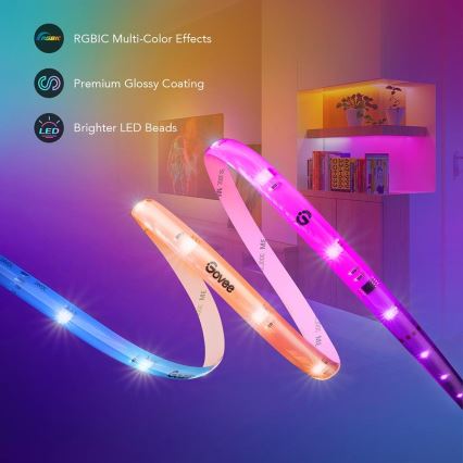 Bandă LED Govee Wi-Fi RGBIC Smart PRO 10m extra durabilă