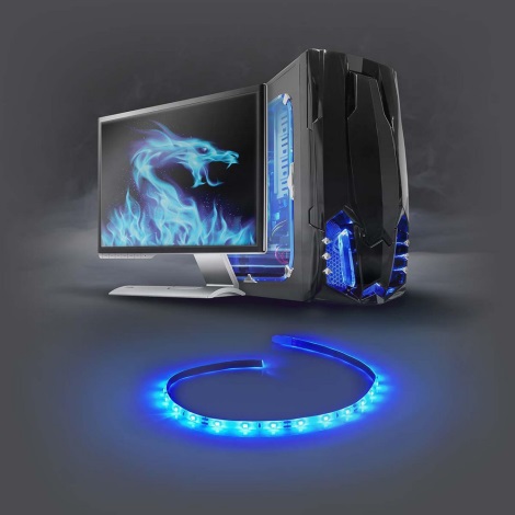 Appropriate package Claim Bandă LED Nedis GCLD05BU pentru calculator 100 cm 12V albastră | Luminam