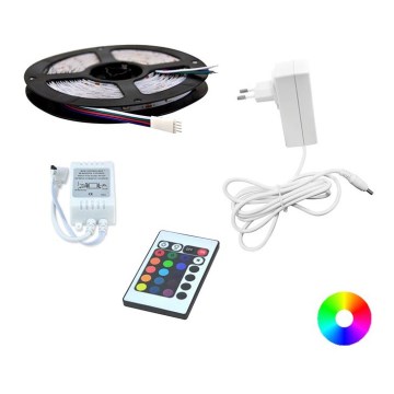 Banda LED RGB 5m + telecomanda + adaptor de alimentare 24W/12V