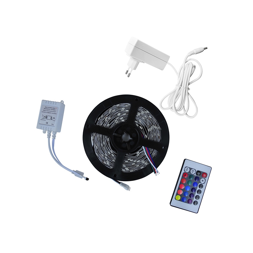 Banda LED RGB 5m + telecomanda + adaptor de alimentare 24W/12V