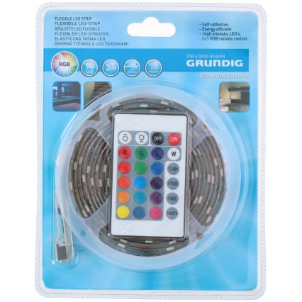 Bandă LED RGB dimabilă 3m LED/12W/230V Grundig + telecomandă