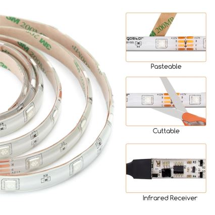 Bandă LED RGB dimabilă 5m LED/24W/12/230V IP65 Aigostar + telecomandă