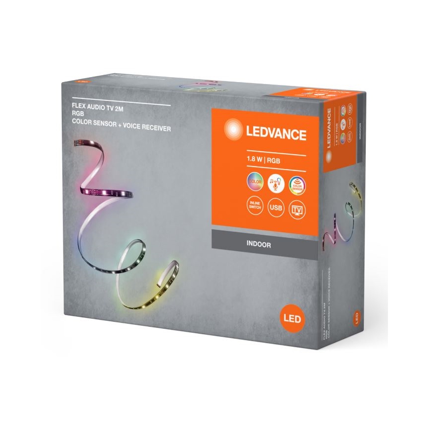 Bandă LED RGB dimabilă pentru televizor Ledvance FLEX AUDIO 2m LED/1,8W/5V + telecomandă