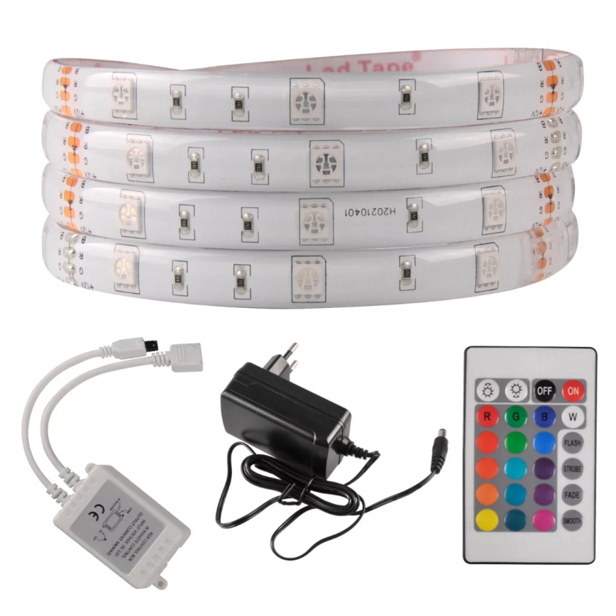 Bandă LED RGB reglabilă pentru exterior 5m LED/14W/12V IP65 + telecomandă