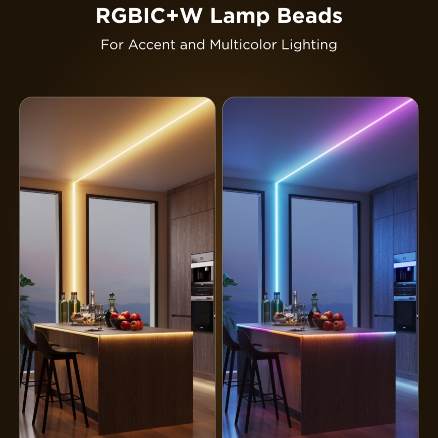 Bandă LED RGBICW dimabilă Govee COB 3780 diode 3m Wi-Fi Matter