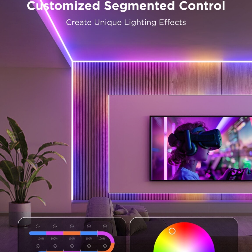Bandă LED RGBICW dimabilă Govee COB 3780 diode 3m Wi-Fi Matter