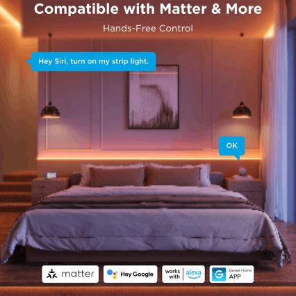 Bandă LED RGBICW dimabilă Govee COB 3780 diode 3m Wi-Fi Matter