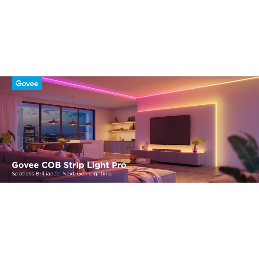 Bandă LED RGBICW dimabilă Govee COB 3780 diode 3m Wi-Fi Matter