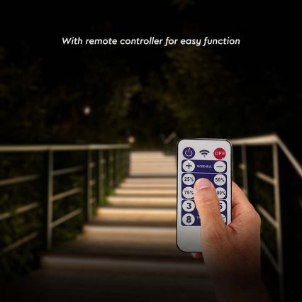 Banda LED solară reglabilă LED/1,2W/3,7V 4000K IP67 1500 mAh 5m + telecomandă