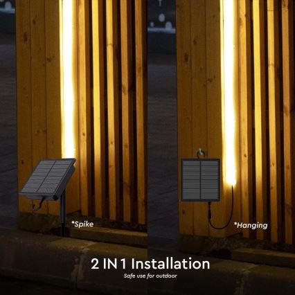 Banda LED solară reglabilă LED/1,2W/3,7V 3000K IP67 1500 mAh 5m + telecomandă