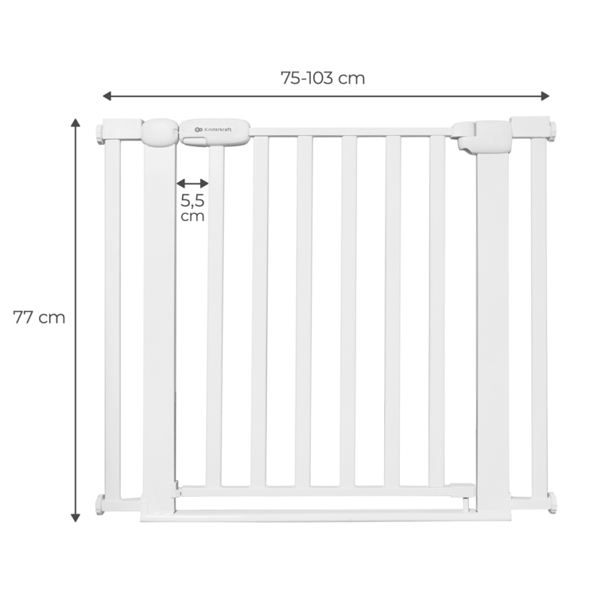 Barieră de siguranță KINDERKRAFT LOCK&GO 75-103 cm alb