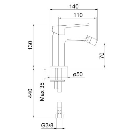 Baterie bideu Sapho TURSI, negru mat