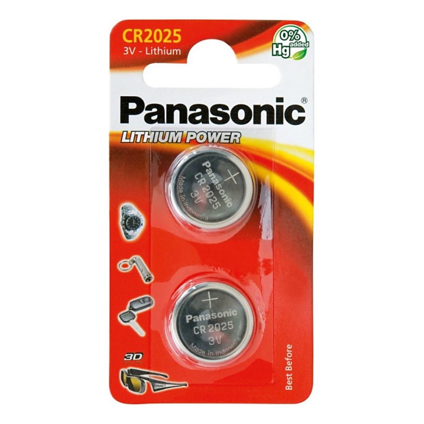 Baterie buton litiu Panasonic 2 buc. CR2025 3V 165 mAh