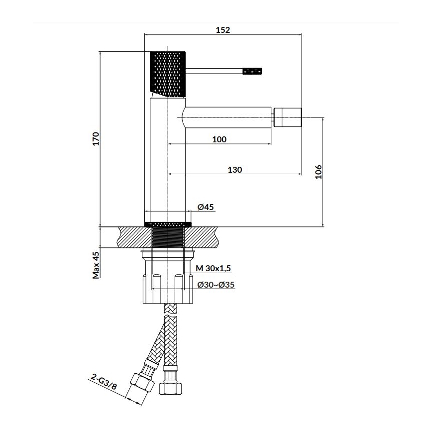 Baterie de bideu Cersanit S951-574 ZEN crom lucios