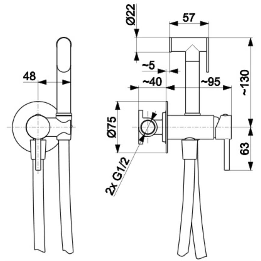 Baterie de bideu cu duș pentru instalare ascunsă KFA Armatura 5039-512-31 MOZA auriu