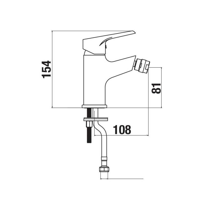 Baterie de bideu JIKA H3411W10041101 CUBE 15,4 cm crom lucios