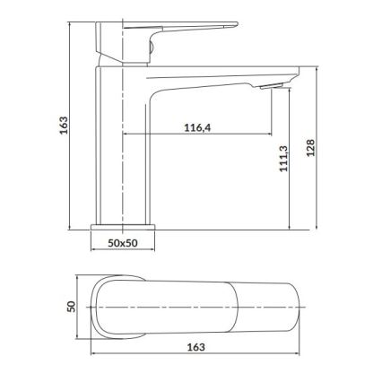 Baterie de cadă Cersanit S951-388 LARGA 16,3 cm crom lucios