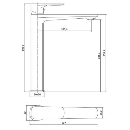 Baterie de cadă Cersanit S951-393 LARGA 29,5 cm auriu