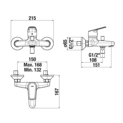 Baterie de cadă JIKA H3212E70044001 TALAS crom lucios