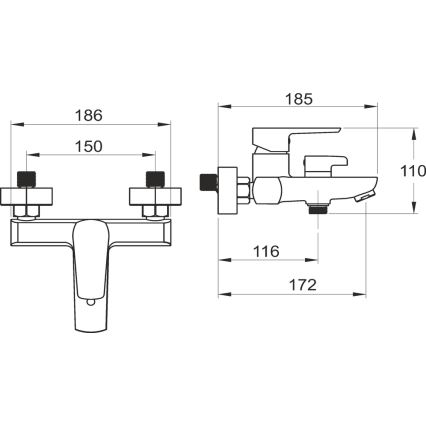 Baterie de cadă Novaservis METALIA crom lucios