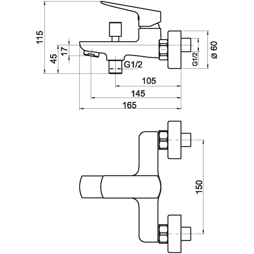 Baterie de cadă Novaservis NOBLESS EGO crom lucios