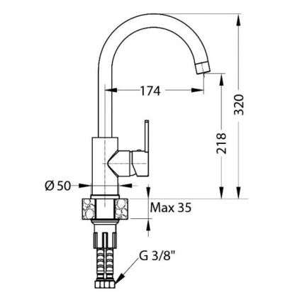 Baterie de chiuvetă ALVEUS 1129052 TONIA 34 cm negru