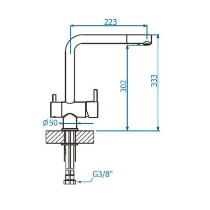 Baterie de chiuvetă ALVEUS 1139807 AGUILA 33,3 cm bej