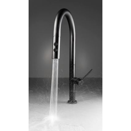 Baterie de chiuvetă cu cap de duș detașabil Deante BQO_N72M OLFATO negru