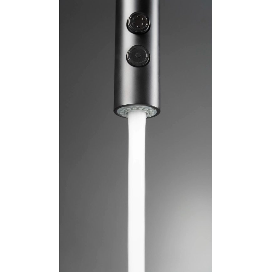 Baterie de chiuvetă cu cap de duș detașabil Deante BQO_N72M OLFATO negru