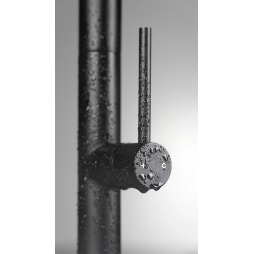 Baterie de chiuvetă cu cap de duș detașabil Deante BQO_N72M OLFATO negru