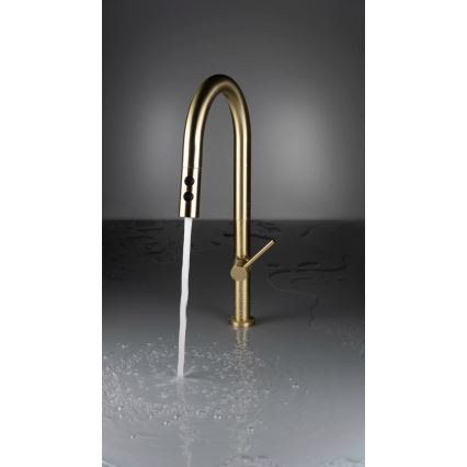 Baterie de chiuvetă cu cap de duș detașabil Deante BQO_R72M OLFATO auriu periat