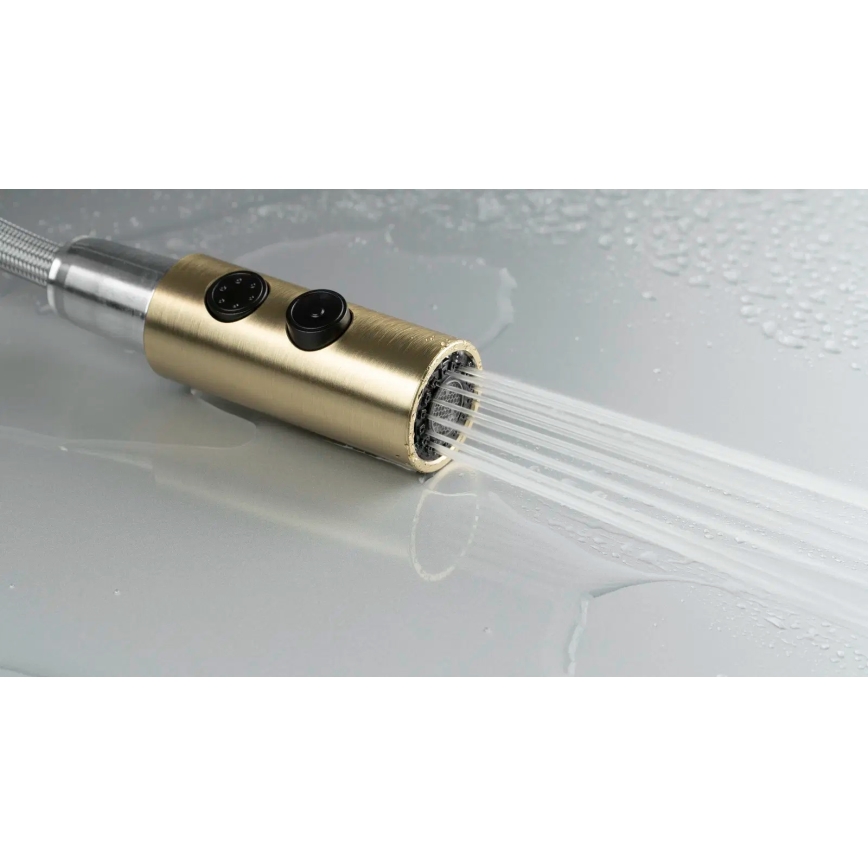 Baterie de chiuvetă cu cap de duș detașabil Deante BQO_R72M OLFATO auriu periat