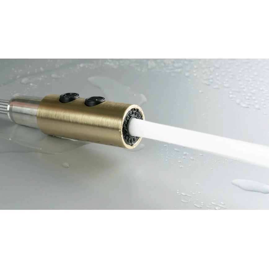 Baterie de chiuvetă cu cap de duș detașabil Deante BQO_R72M OLFATO auriu periat