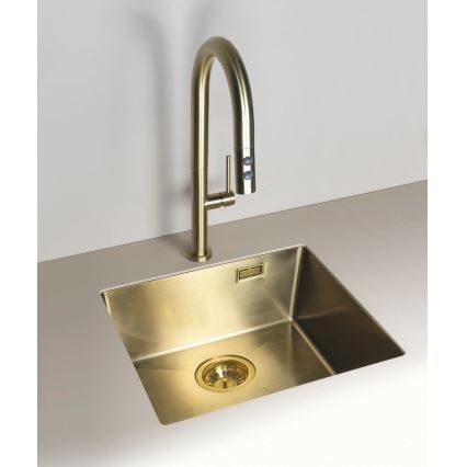 Baterie de chiuvetă cu cap de duș detașabil Deante BQO_R72M OLFATO auriu periat