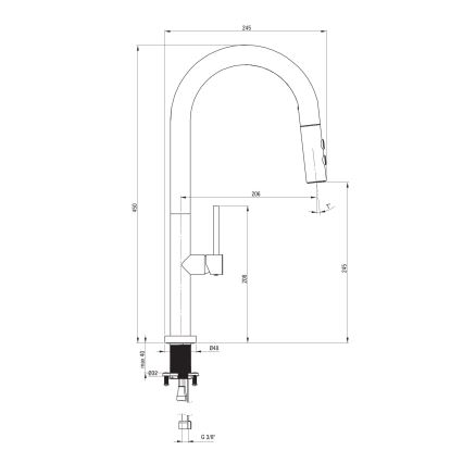 Baterie de chiuvetă cu cap de duș detașabil Deante BQO_R72M OLFATO auriu periat