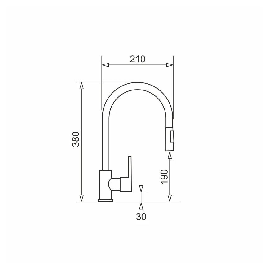 Baterie de chiuvetă cu cap de duș detașabil Pyramis 90941338 IDEA negru mat