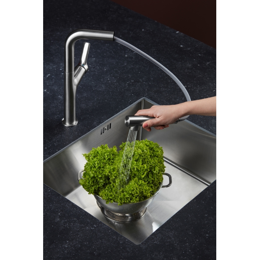 Baterie de chiuvetă cu cap de duș extractibil KFA Armatura 6623-220-22 DUERO DESIGN oțel inoxidabil