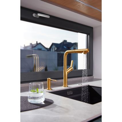 Baterie de chiuvetă cu cap de duș extractibil KFA Armatura 6623-220-31 DUERO DESIGN oțel inoxidabil/auriu