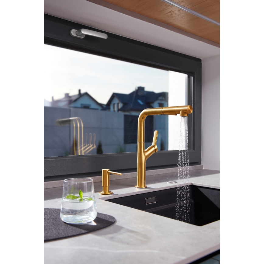 Baterie de chiuvetă cu cap de duș extractibil KFA Armatura 6623-220-31 DUERO DESIGN oțel inoxidabil/auriu