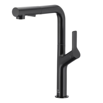 Baterie de chiuvetă cu cap de duș extractibil KFA Armatura 6623-220-81 DUERO DESIGN oțel inoxidabil/negru mat